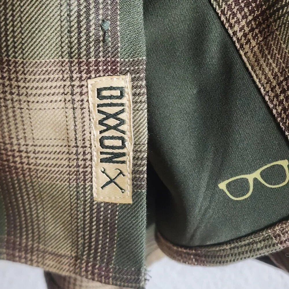 Dixxon Bunker Flannel Shirt Mens XL Green Tan Plaid D-Tech Button Up Casual - Picture 5 of 11